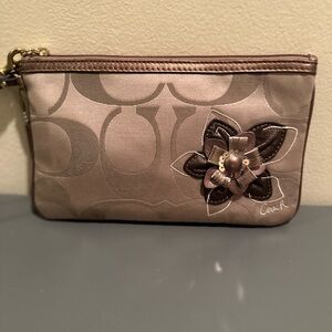 Coach Brown Floral Wristlet Clutch